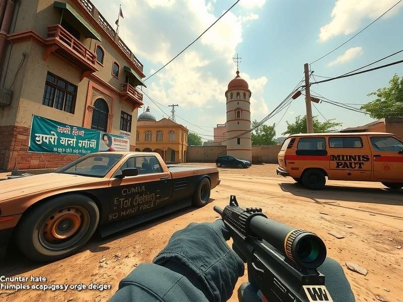 Counter Strike Offline gameplay showing a player aiming down sights on de_dust2