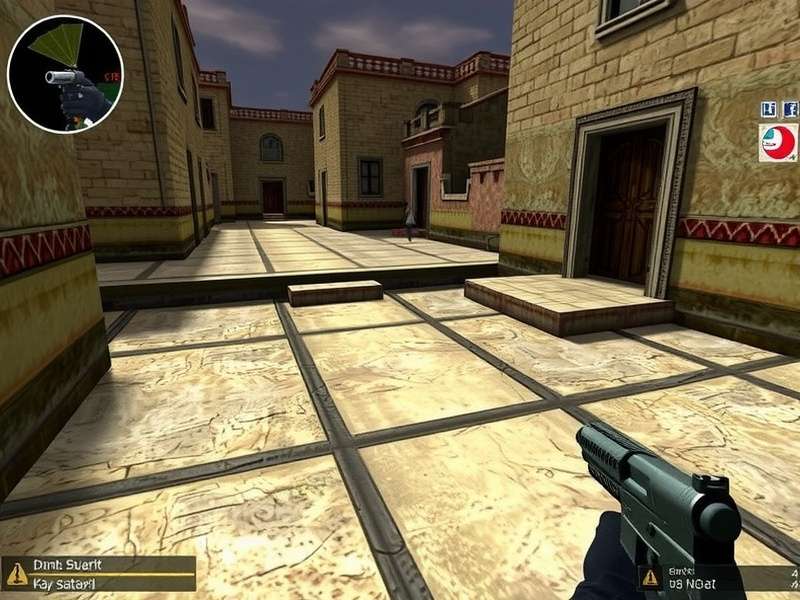 Counter Strike Source gameplay screenshot showing intense firefight on de_dust2