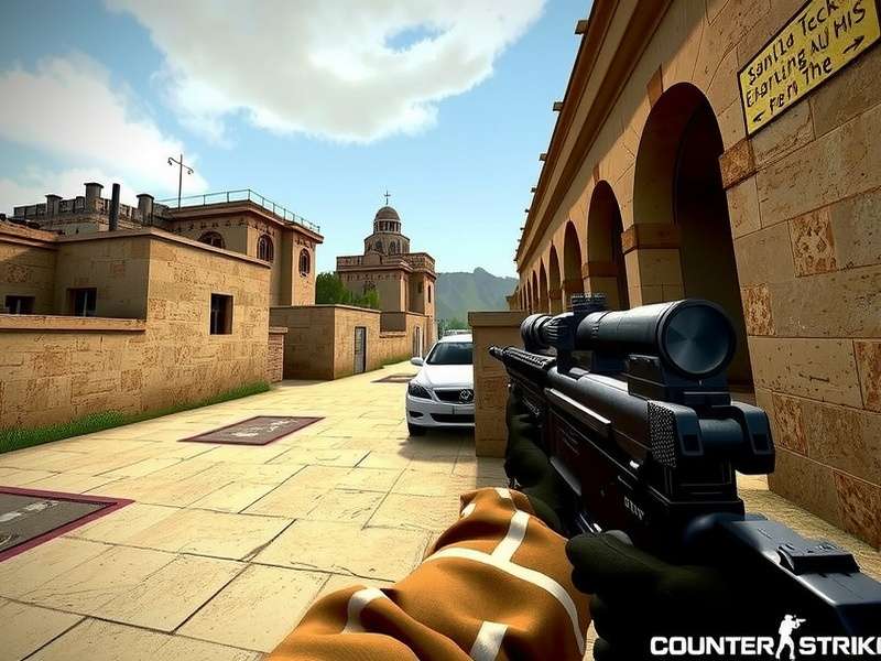 A tense match of Counter-Strike 1.6 online showing a Terrorist player holding an AK-47 on de_dust2
