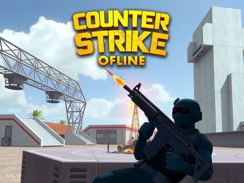Counter Strike offline gameplay with bots on Dust II map