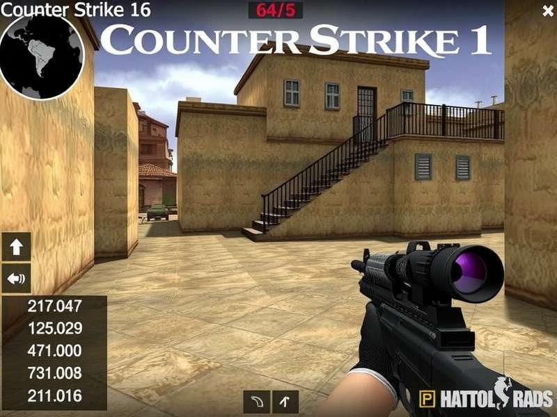 Counter-Strike 1.6 gameplay screenshot showing classic de_dust2 map