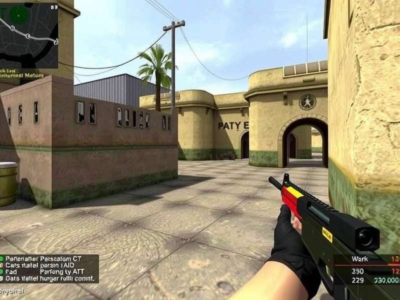 Counter Strike 2 running on a MacBook – gameplay screenshot with crosshair and vibrant map