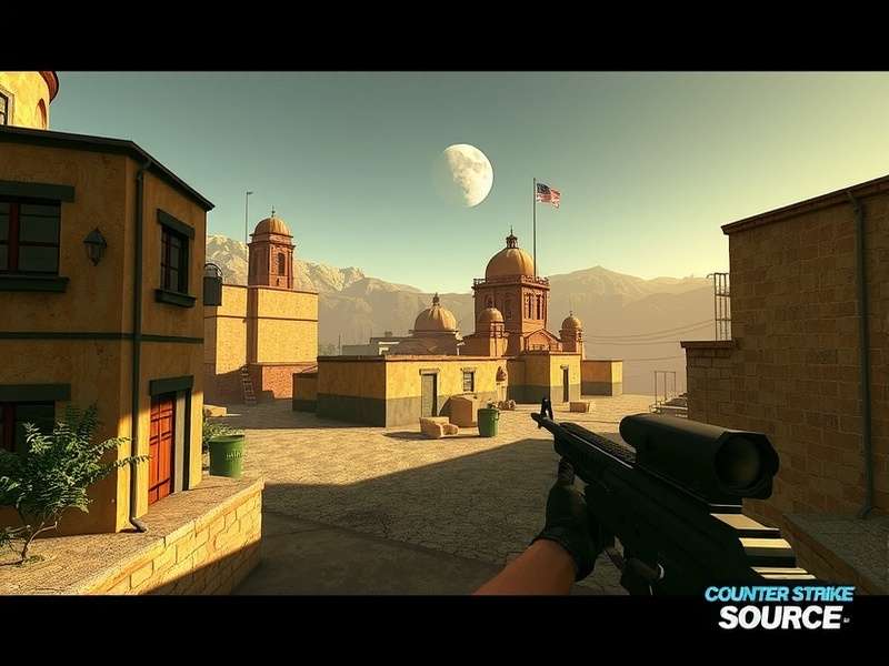 Counter Strike Source 2025 weapon arsenal display featuring AK-47, M4A1, AWP, Desert Eagle, and USP