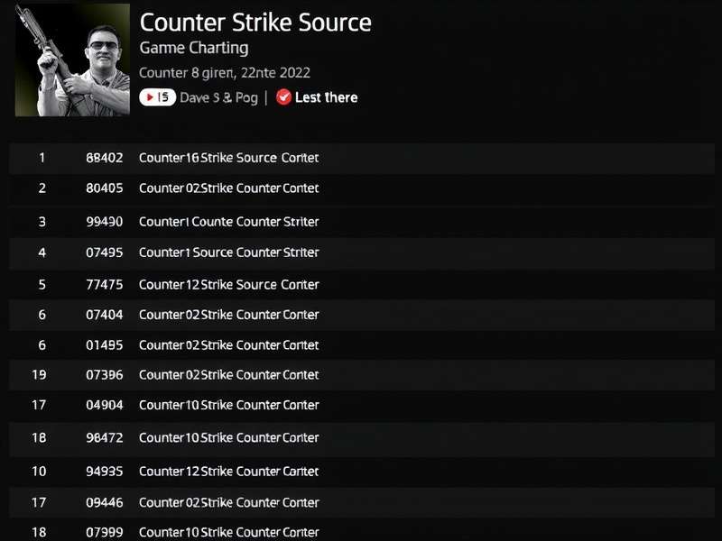 Counter Strike Source Steam Charts dashboard showing player count trends and statistics