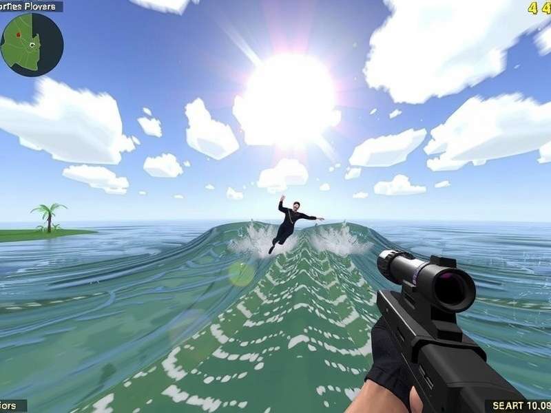Counter Strike Source Surf gameplay action with surfer on ramp