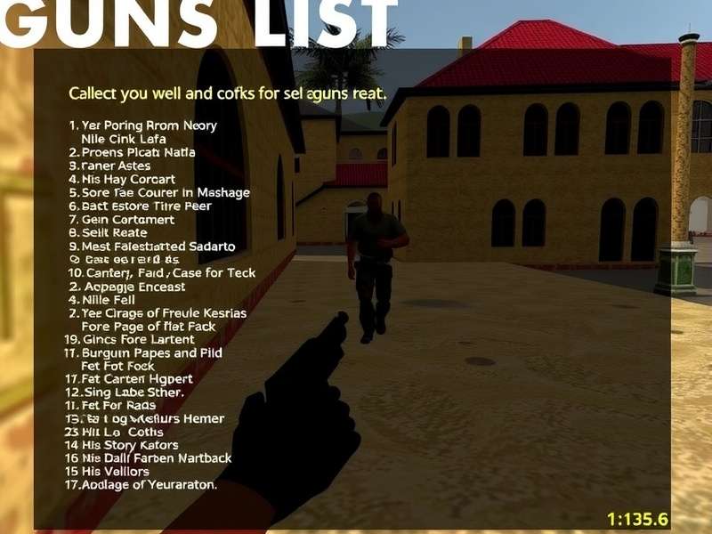 Counter Strike 1.6 complete guns list featuring all weapons from pistols to AWP